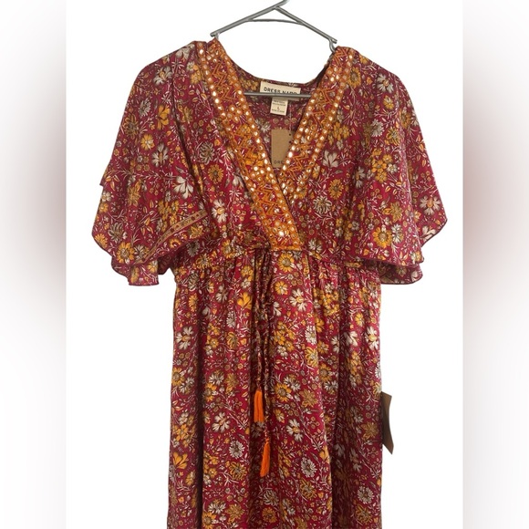 Bohemian Floral Maxi Dress in Red and Orange - Picture 2 of 14